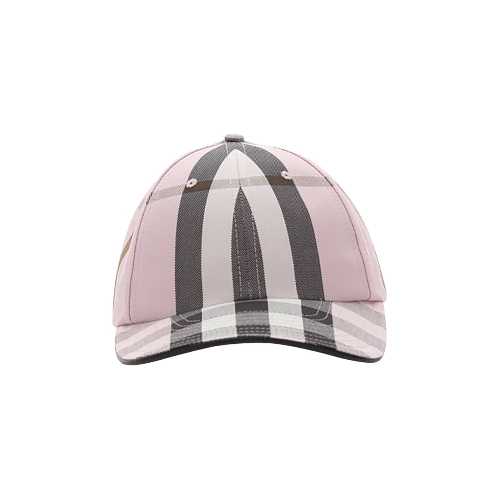 Burberry Logo Detail Check Baseball Cap Pink