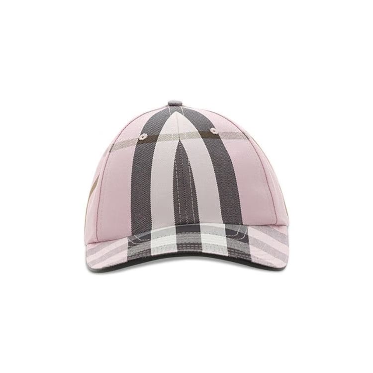 Burberry Logo Detail Check Baseball Cap Pink
