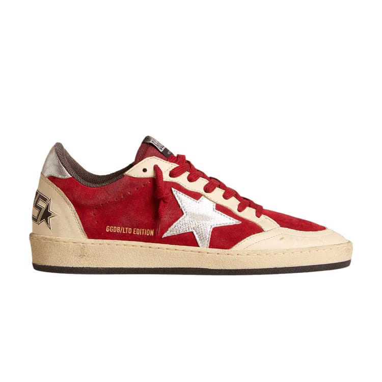 Golden Goose Wmns Ball Star 'Burgundy Silver Metallic'