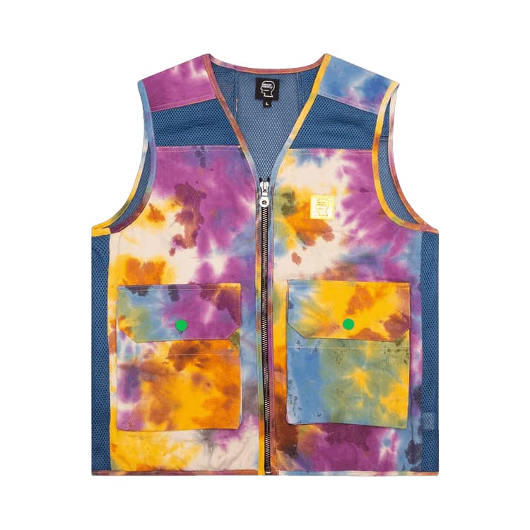 Brain Dead Dyed Canvas Spacer Mesh Tactical Vest Tie-Dye