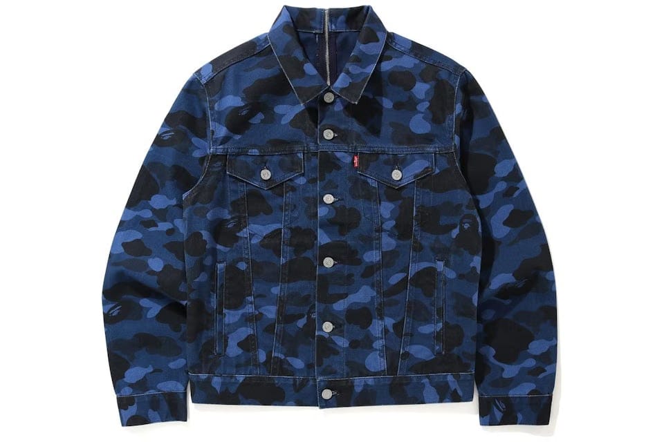 BAPE X LEVIS COLOR CAMO TRUCKER JACKET ASIA EXCLUSIVE BLUE