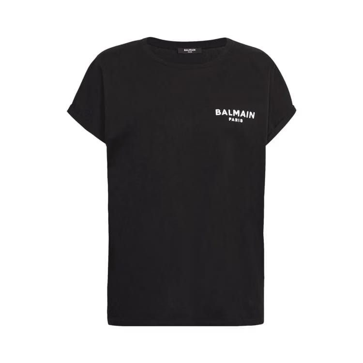 Balmain Logo Printed Crewneck T-Shirt Black