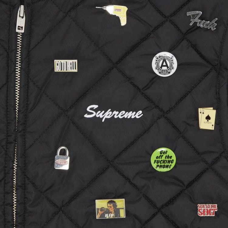Supreme Pins Quilted Work Vest Black