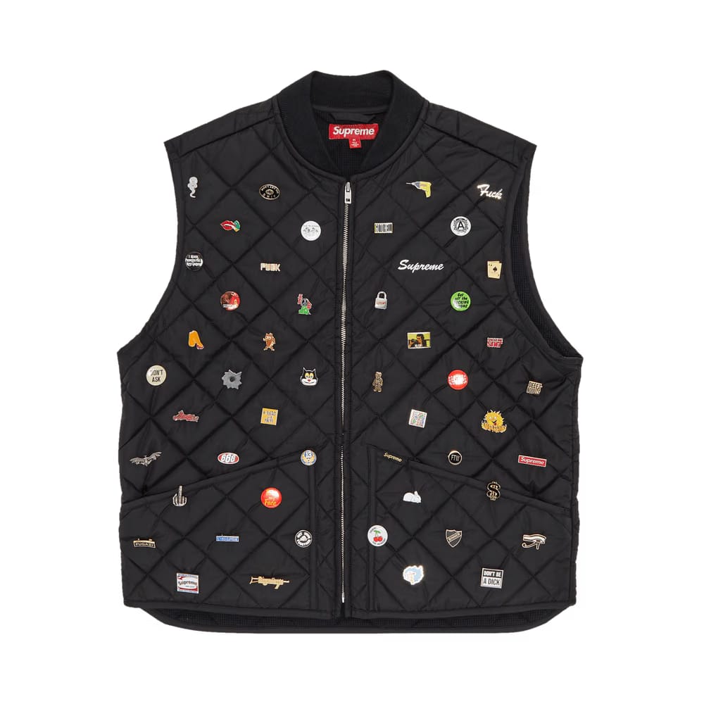 Supreme Pins Quilted Work Vest Black