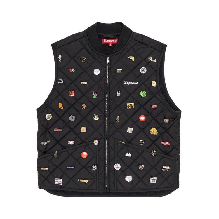 Supreme Pins Quilted Work Vest Black