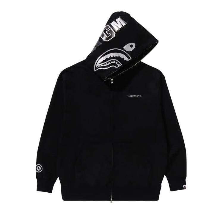 BAPE Ink Camo Shark Zip Hoodie Black