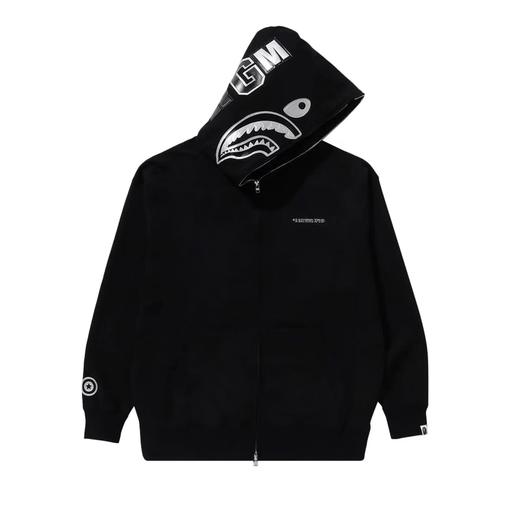 BAPE Ink Camo Shark Zip Hoodie Black