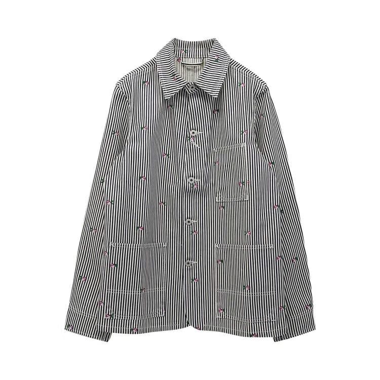 Kenzo Pixel Stripe Denim Jacket Blue Denim