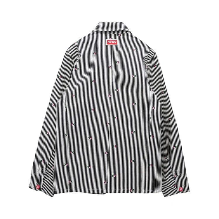 Kenzo Pixel Stripe Denim Jacket Blue Denim