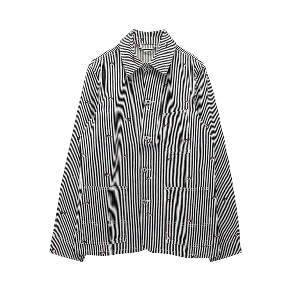 Kenzo Pixel Stripe Denim Jacket Blue Denim