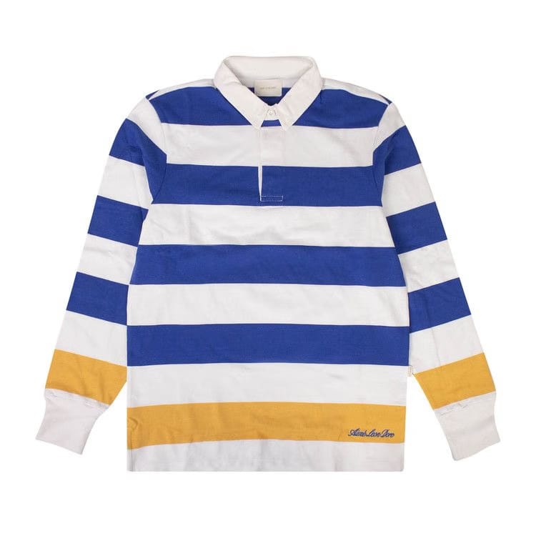 Aimé Leon Dore Striped Shorts-Sleeve Polo Rugby Shirt Blue/White