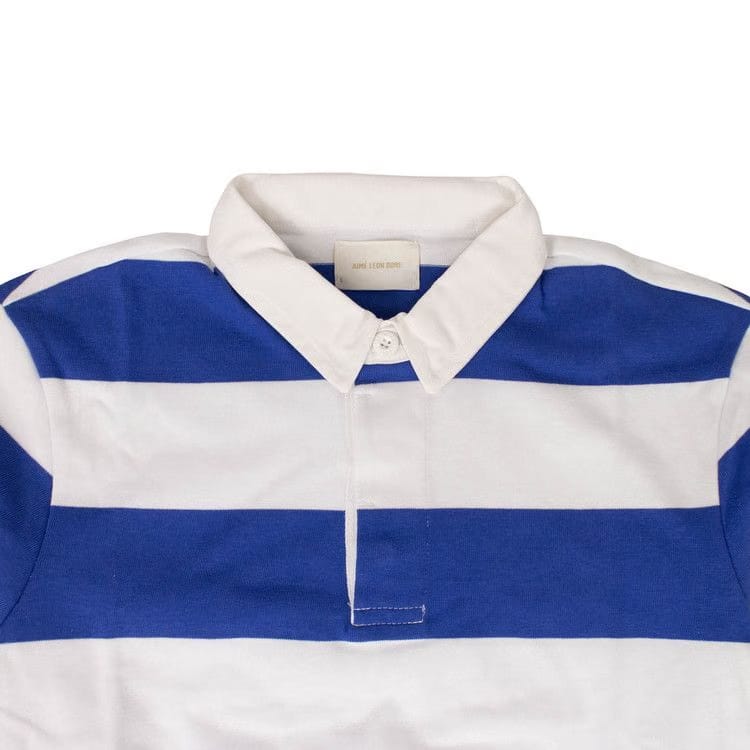 Aimé Leon Dore Striped Shorts-Sleeve Polo Rugby Shirt Blue/White