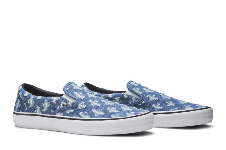 Supreme x Vans Slip-On Blue Hole Punch Denim