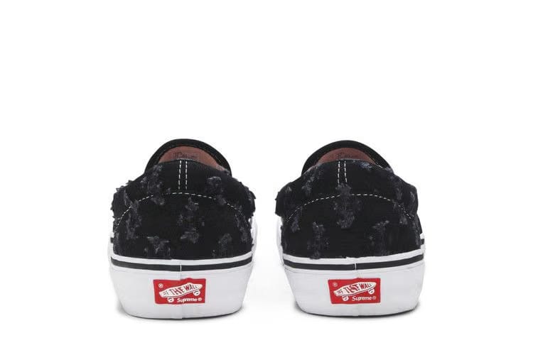 Supreme x Vans Slip-On Black Hole Punch Denim