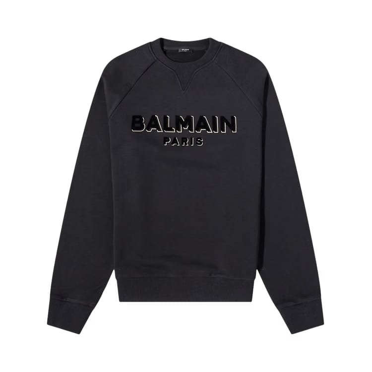 Balmain Flock And Foil Logo Sweatshirt Black