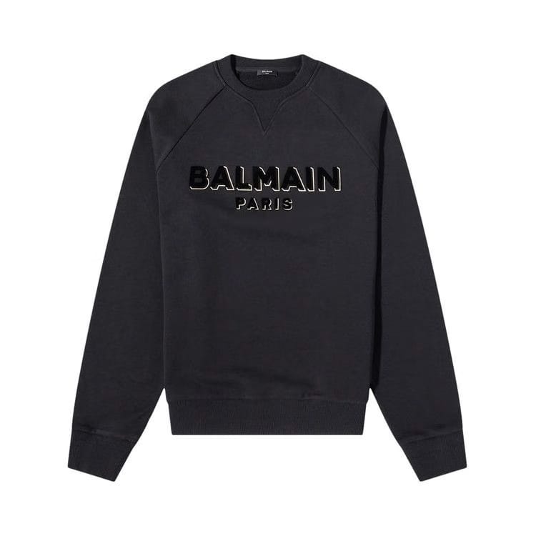 Balmain Flock And Foil Logo Sweatshirt Black