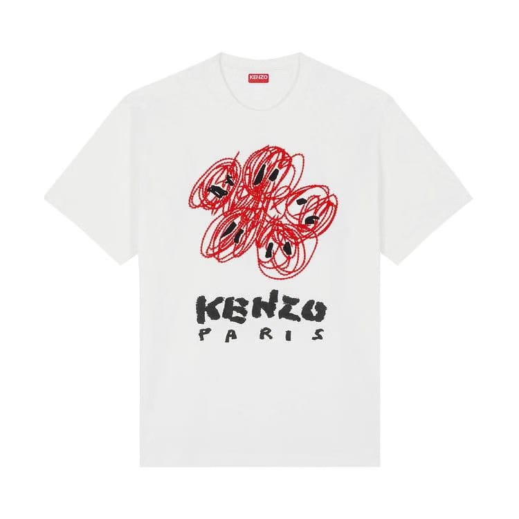 Kenzo Drawn Varsity Classic T-Shirt Off White