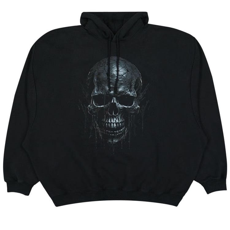 Vetements Skull Metal Hoodie Black