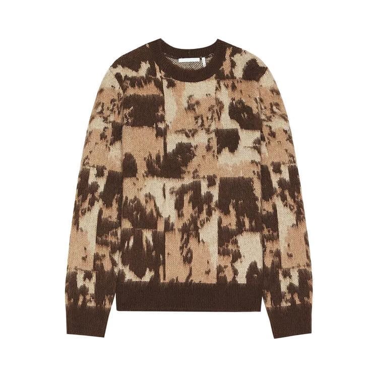 Helmut Lang Jacquard Crewneck Sweater Camel