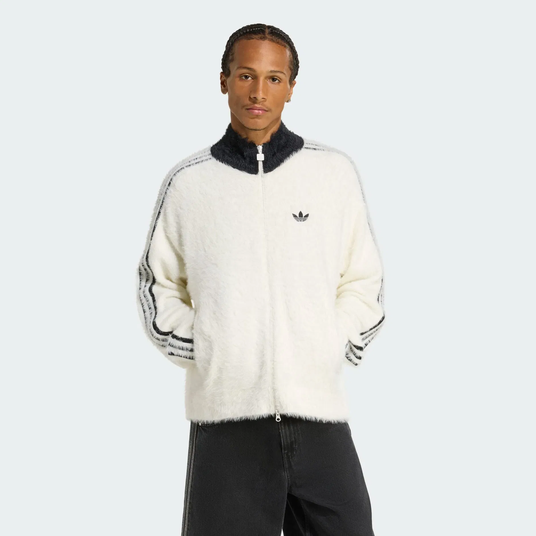 FAUX MOHAIR CLASSIC TRACKTOP Off White / Black