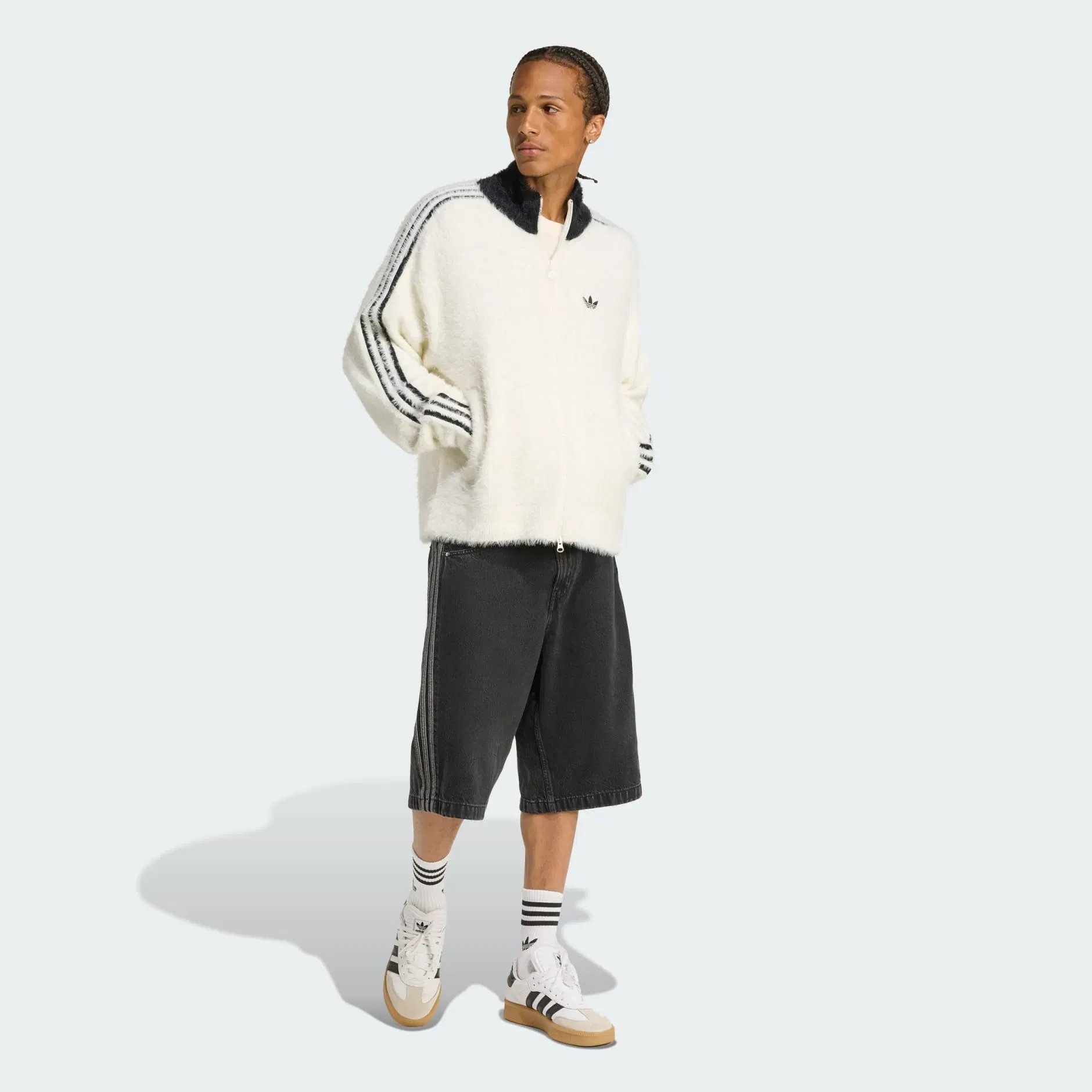 FAUX MOHAIR CLASSIC TRACKTOP Off White / Black