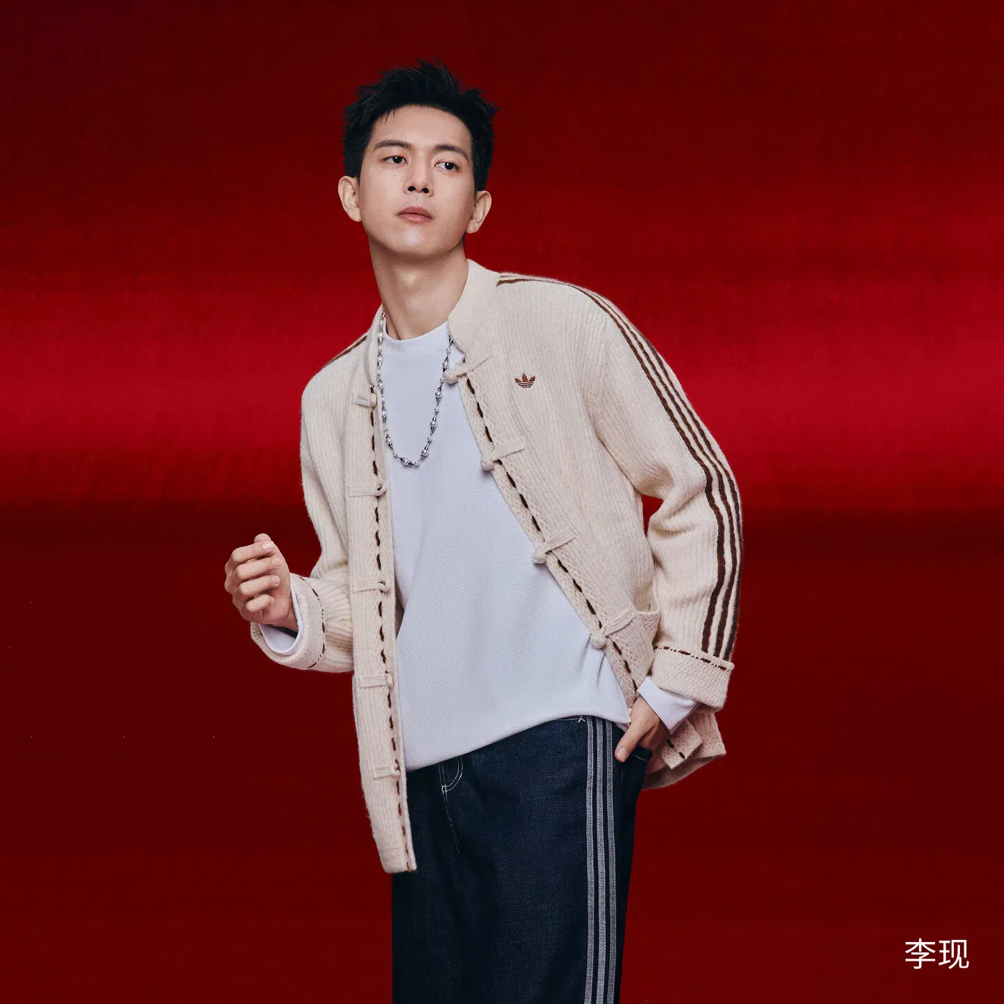 NEW YEAR KNIT JACKET Li Xian's New Year Style Chinese Knitted Sporty Loose Knitted Cardigan Jacket Flax Crystal Brown KR5065