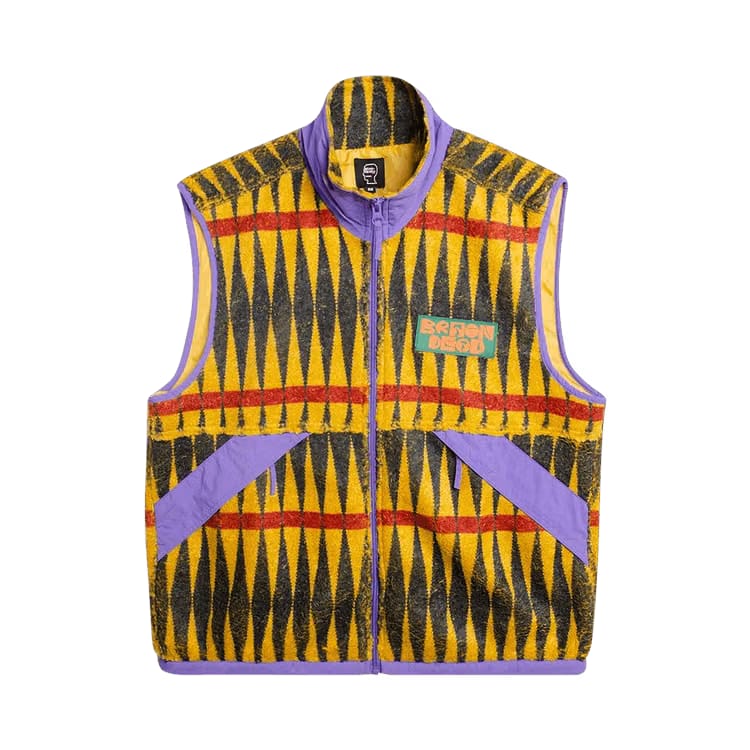 Brain Dead Configuration Printed Sherpa Vest Mustard Multicolor