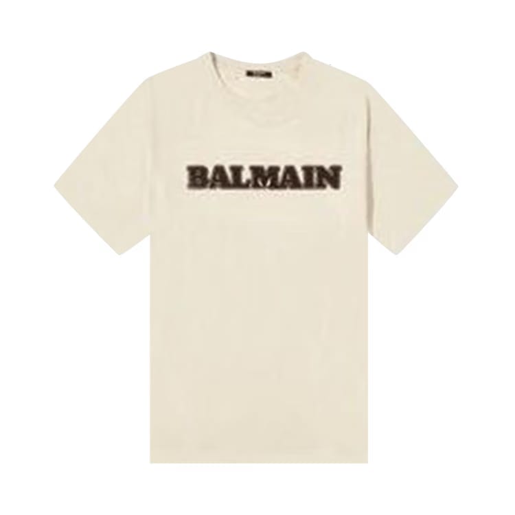 Balmain Retro Flock T-Shirt Ivory/Brown