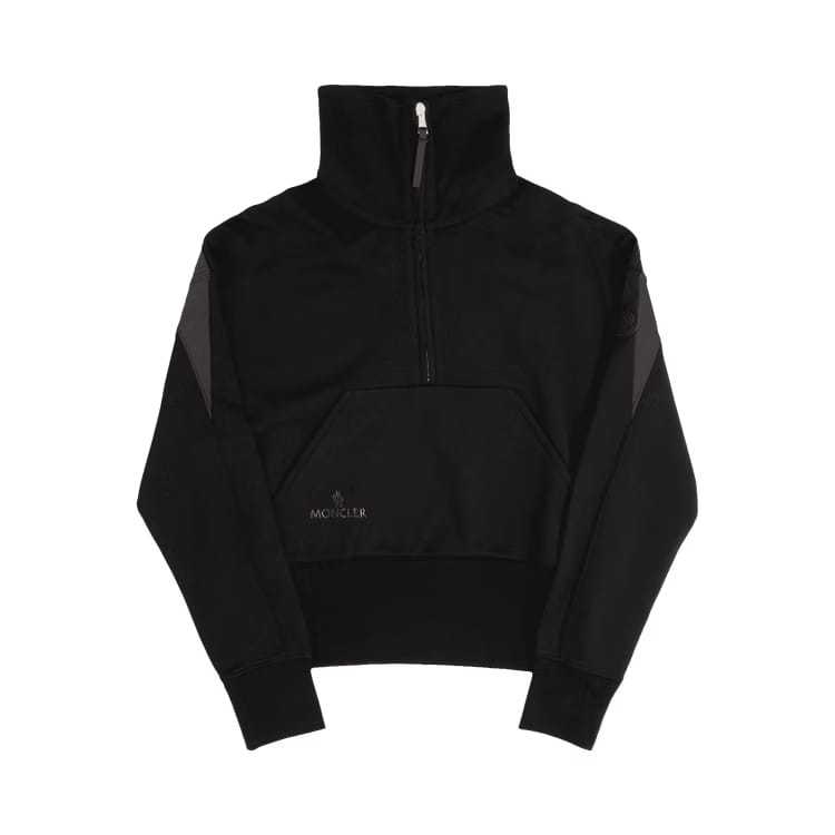Moncler 3/4 Zip Fold Over Collar Sweatshirt Black
