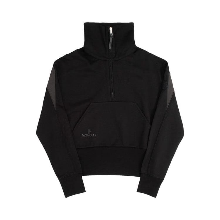 Moncler 3/4 Zip Fold Over Collar Sweatshirt Black