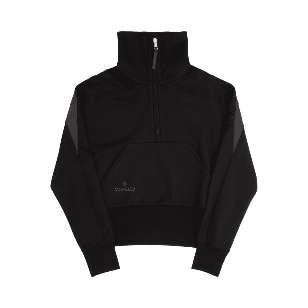 Moncler 3/4 Zip Fold Over Collar Sweatshirt Black