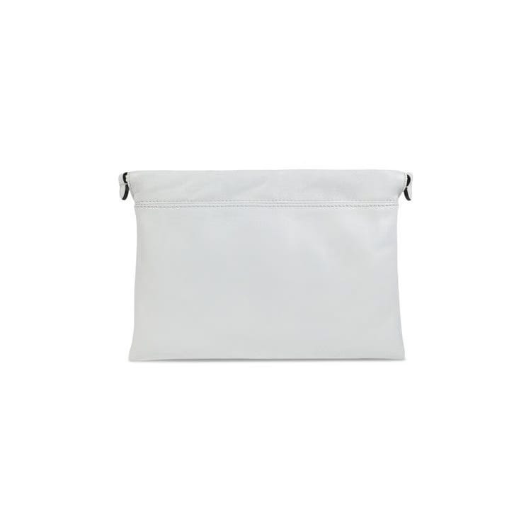 Moschino Logo Belt Drawstring Crossbody Bag White