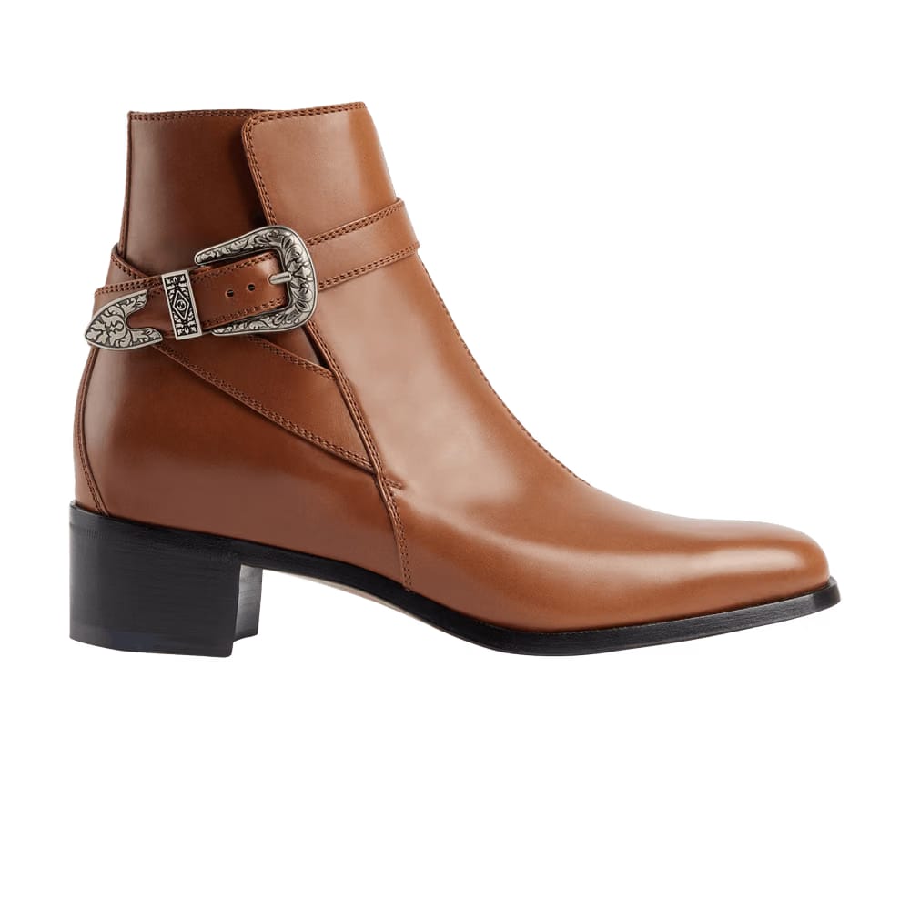 Gucci Buckled Ankle Boot Brown