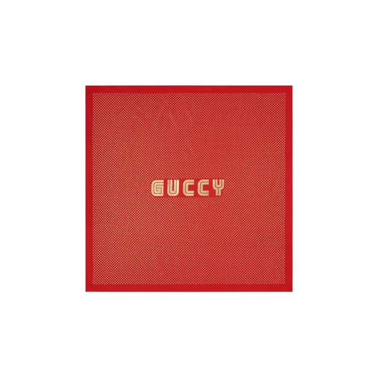 Gucci Guccy Print Scarf Red