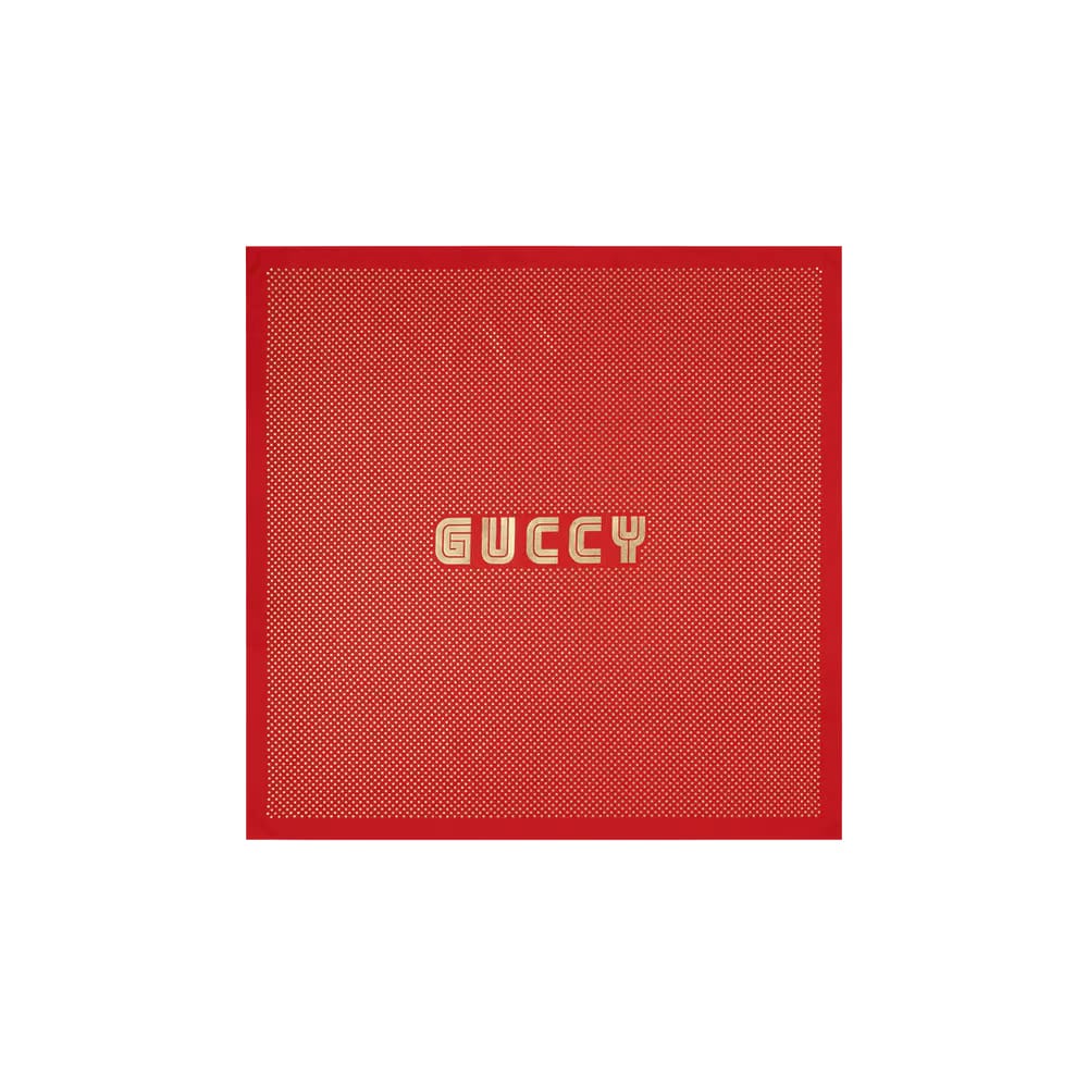 Gucci Guccy Print Scarf Red