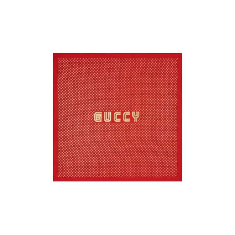 Gucci Guccy Print Scarf Red
