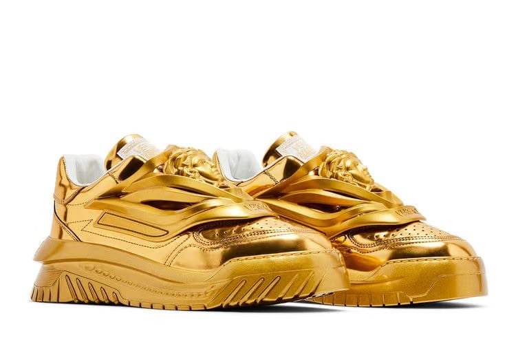 Versace Odissea Caged Rubber Medusa Sneaker Metallic Gold