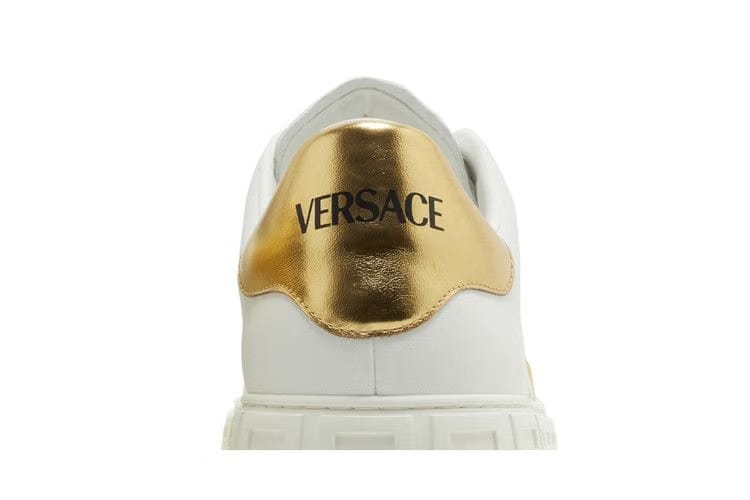 Versace Embroidered Greca Sneaker White Gold
