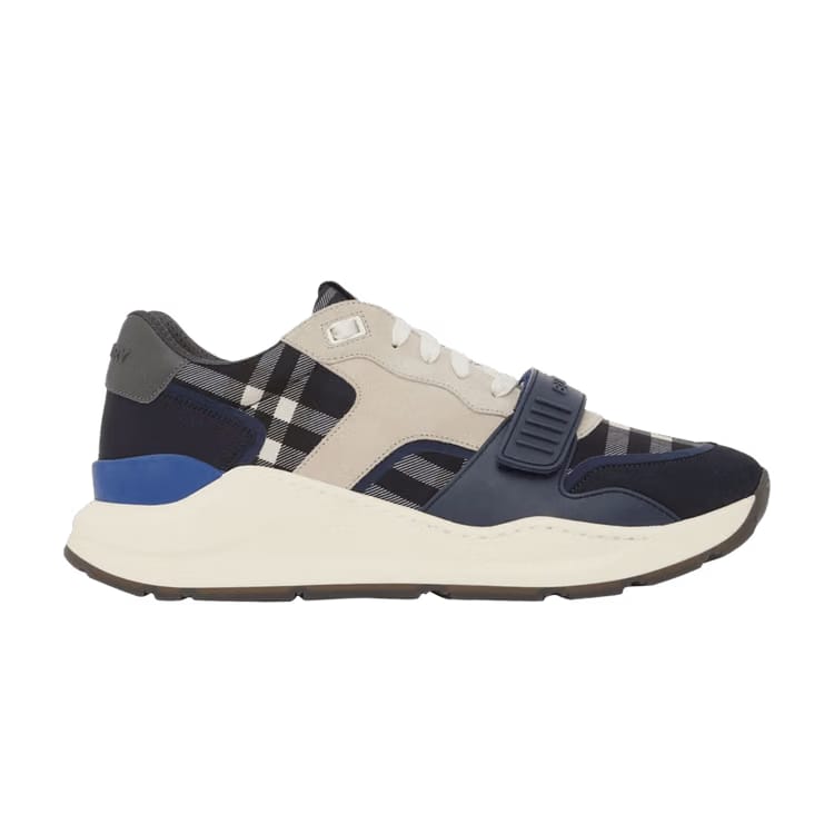 Burberry Check Sneakers Dark Charcoal Blue
