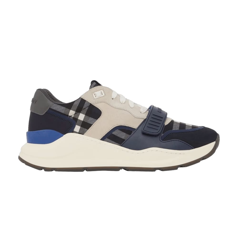 Burberry Check Sneakers Dark Charcoal Blue