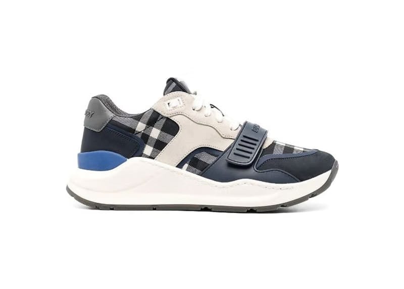 Burberry Check Sneakers Dark Charcoal Blue
