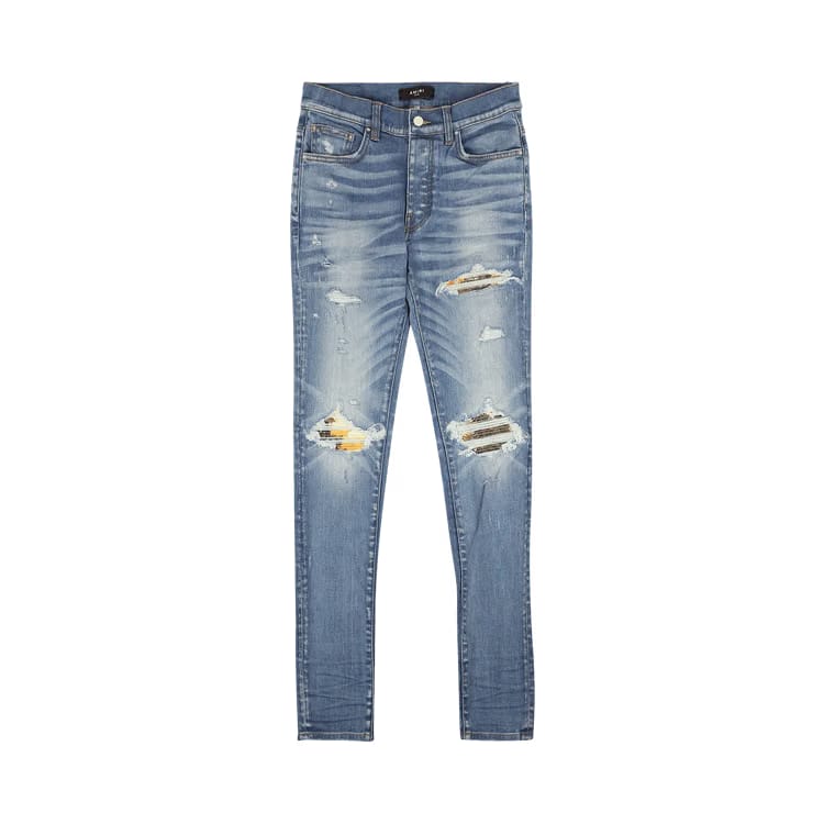 Amiri Plaid MX1 Straight Fit Jeans Clay/Indigo