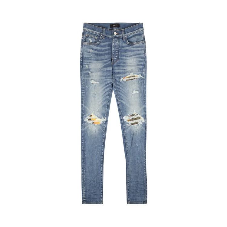 Amiri Plaid MX1 Straight Fit Jeans Clay/Indigo