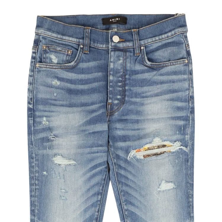 Amiri Plaid MX1 Straight Fit Jeans Clay/Indigo