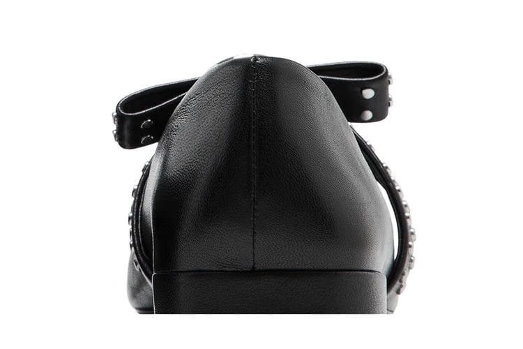 Versace Wmns Gianni Ribbon Studded Ballerinas 'Black'
