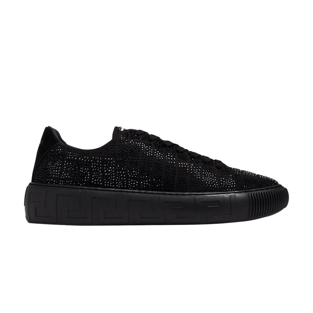 Versace Greca Low Crystal Croc Effect - Black