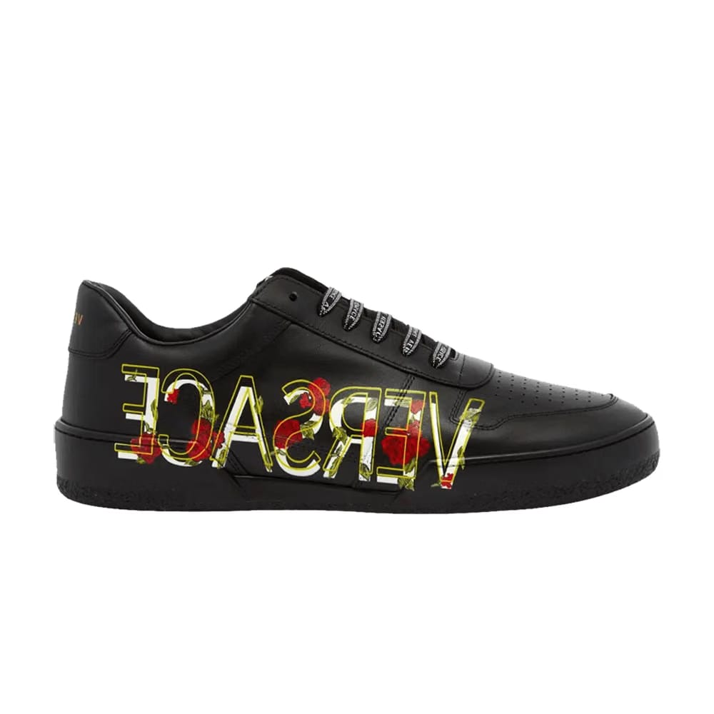Versace Side Logo Tennis Sneaker Black Floral