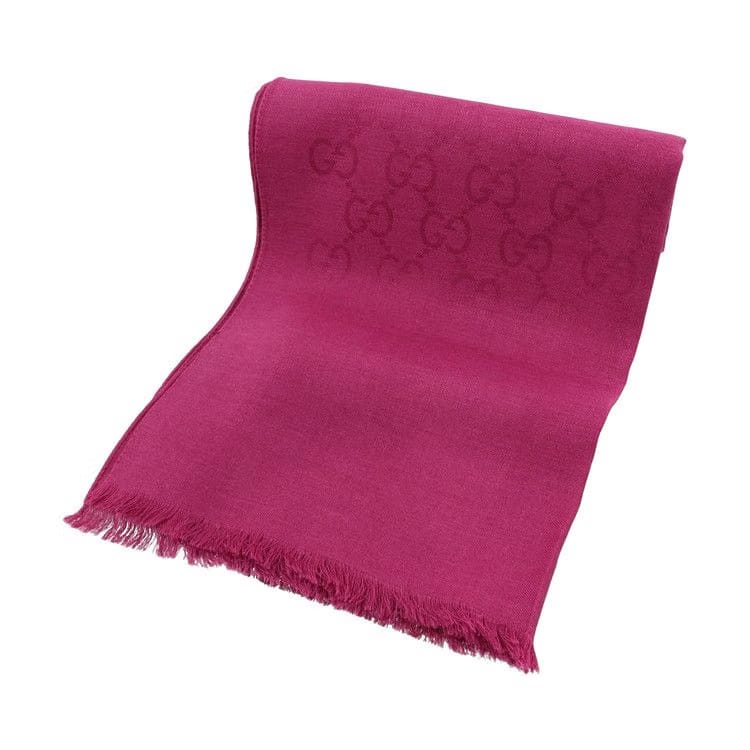 Gucci GG Logo Wool and Silk Scarf Pink