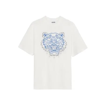 Kenzo Blue White Matte Embroidery Tiger T-Shirt