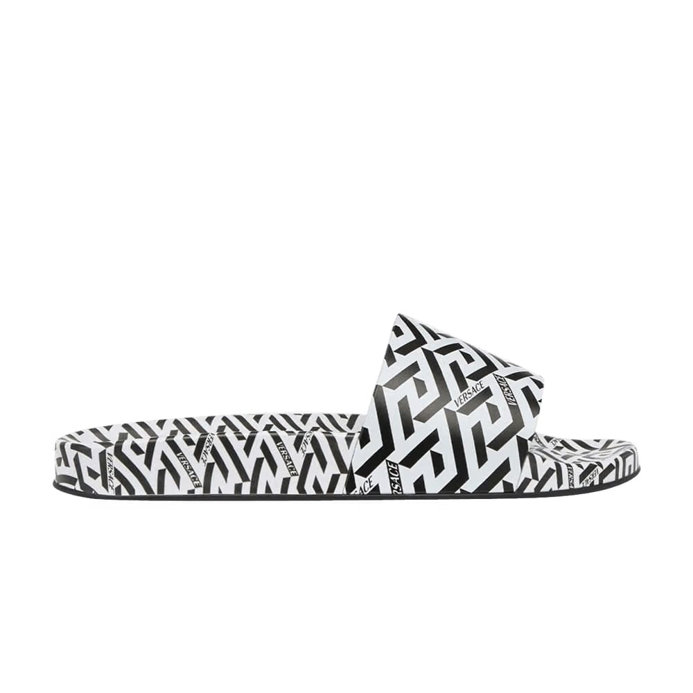 Versace Palazzo Pool Slide LA Greca - White Black